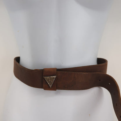 Vintage Guess Leather Belt Brown Raw Edge Cowgirl Rustic Boho Chic No buckle