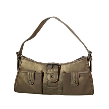 Tommy Hilfiger Metallic Gold Baguette Shoulder Bag Large Buckle Y2K Retro