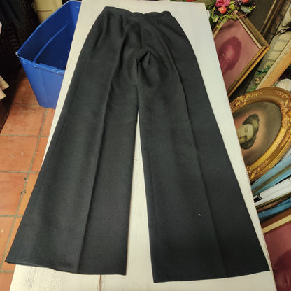 Antonio Melani Nubby Linen Pleated Pants 4 High Waist Wide Leg Charcoal Black