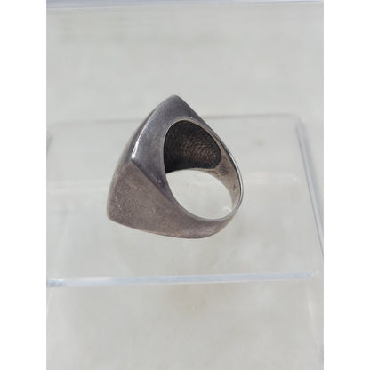 Vintage Modernist Sterling Silver Convex Shield Statement Ring Size 9
