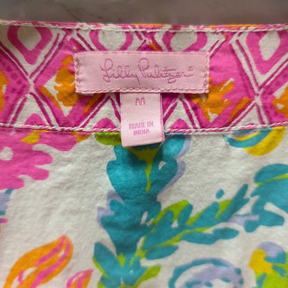 Lilly Pulitzer Amelia Island Tunic Casa Marina Seashell Floral Print Top Medium