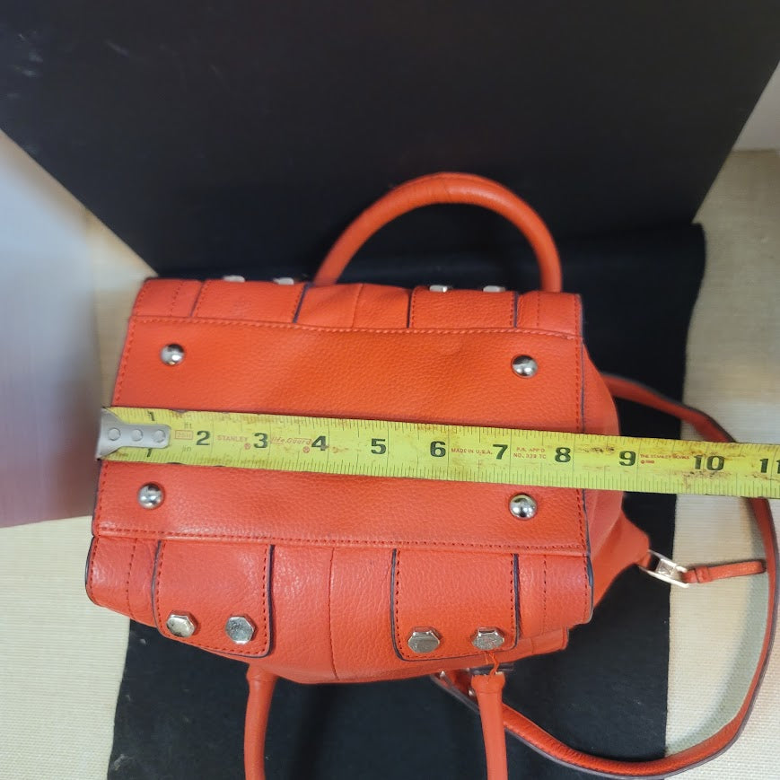 Tignanello Vibrant Orange Pebbled Leather Satchel Crossbody Bag Top Handle