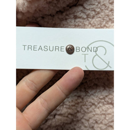 Treasure & Bond Blush Pink Teddy Fleece Pullover Kangaroo Pouch Hoodie Small/MED