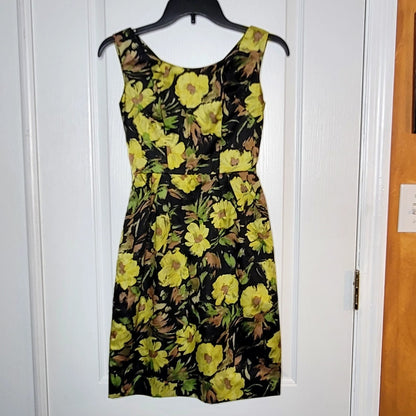 Vintage Teng's Shanghai 1950s Cocktail Sleeveless floral Dress small/XS.