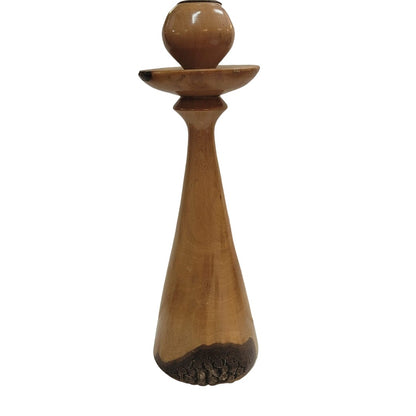 Morris Springer 12" Wood hand turned candle holder pillar live Dogwood edge