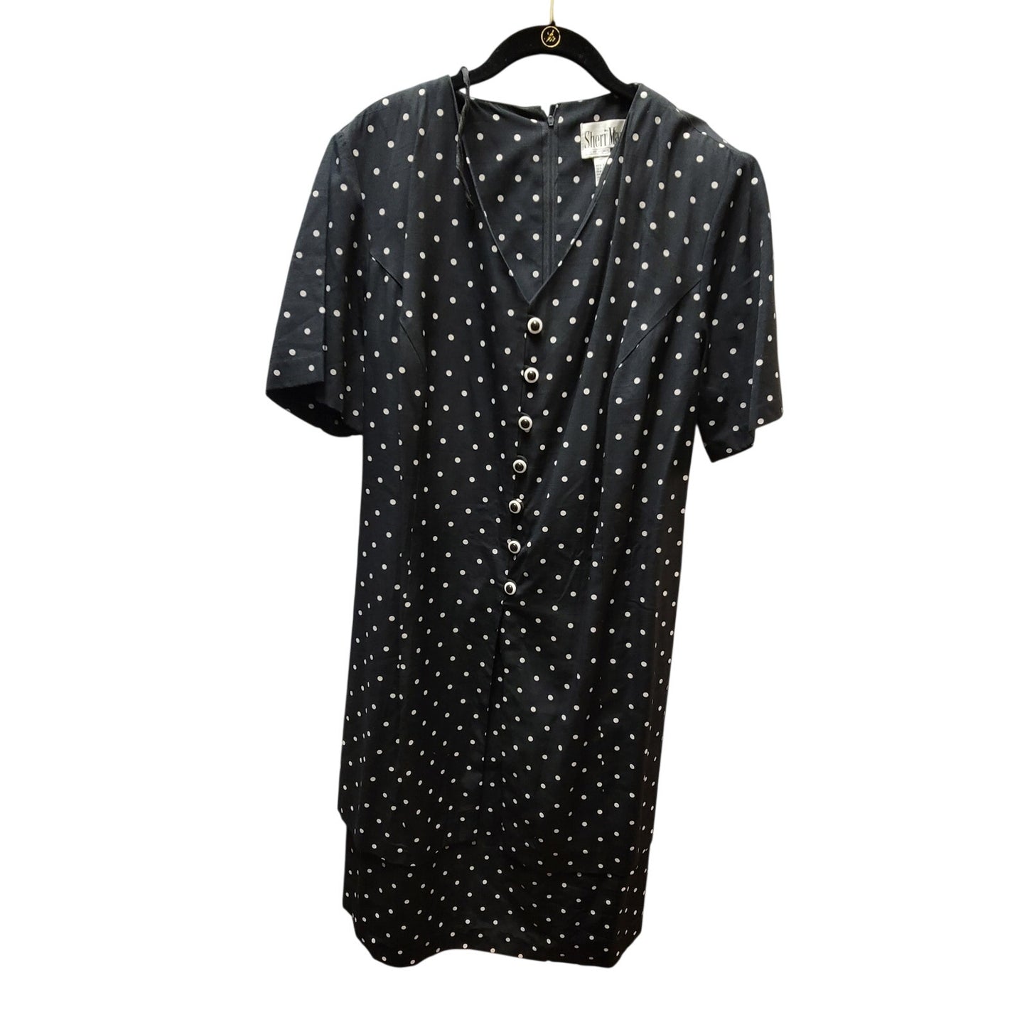 Sherri Martin Size 16W Black White Polka Dot Dress short Sleeve Knee Length 80's