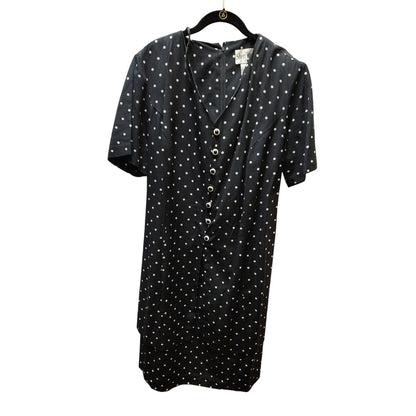 Sherri Martin Size 16W Black White Polka Dot Dress short Sleeve Knee Length 80's