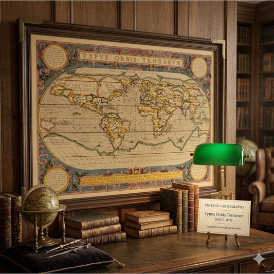 unframed Vintage Typus Orbis Terrarum Map Repro 17x12.5 P2647 World Academia