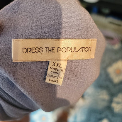 Dress the Population Size XXL Blue Maxi Long Dress formal Sleeveless Slit