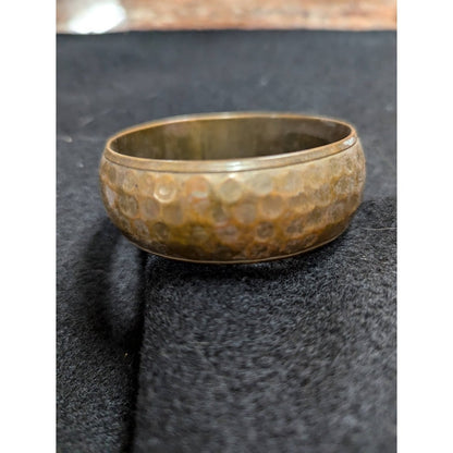 Set of 3 Brass Vintage Bracelets hammered two tone metal etched mixed styles
