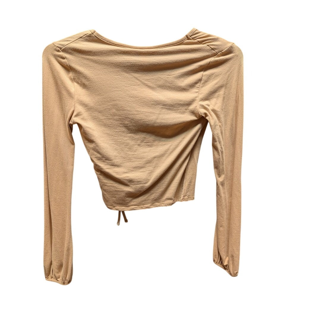 Topshop size 6 wrap cropped long sleeve shirt blouse top VNeck NEW just peachy