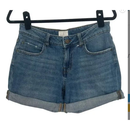 Caslon Denim Shorts Womens 27 Blue Boyfriend Rolled cuff dark blue