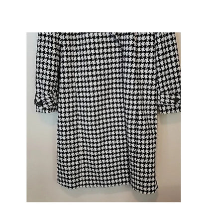 Vero Moda Coat Houndstooth Belted Maria Long Jacket Trench NEW Black White