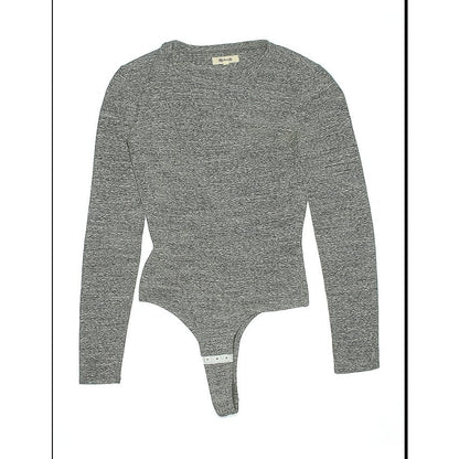 Madewell XL Turtleneck Bodysuit Long Sleeve Gray 3 Snaps Thong NEW extra largE