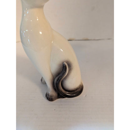 Vintage Mid-Century Siamese Cat Figurine Ceramic Long Neck Retro Statue 10"