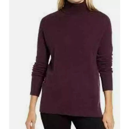 NWT Halogen Cashmere Turtleneck Sweater in Burgundy Stem Size XS/Extra Small