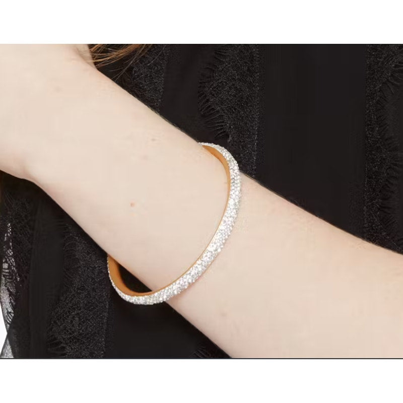 Kate Spade Rose Gold Clear Crystal Bangle Bracelet NEW Flush Clasp