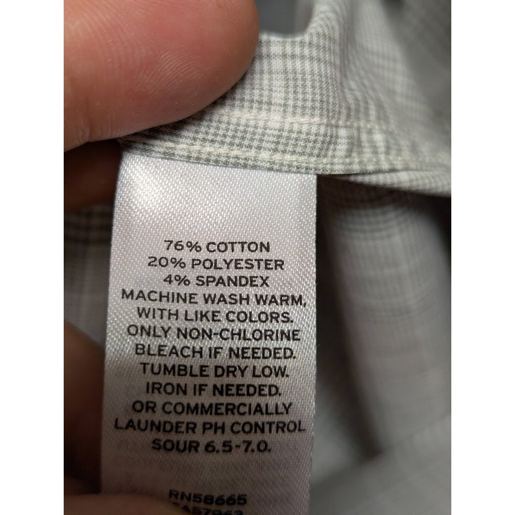 Nordstrom Men's Tech-Smart Large Trim Fit Button Down Gray White Plaid Shirt NEW