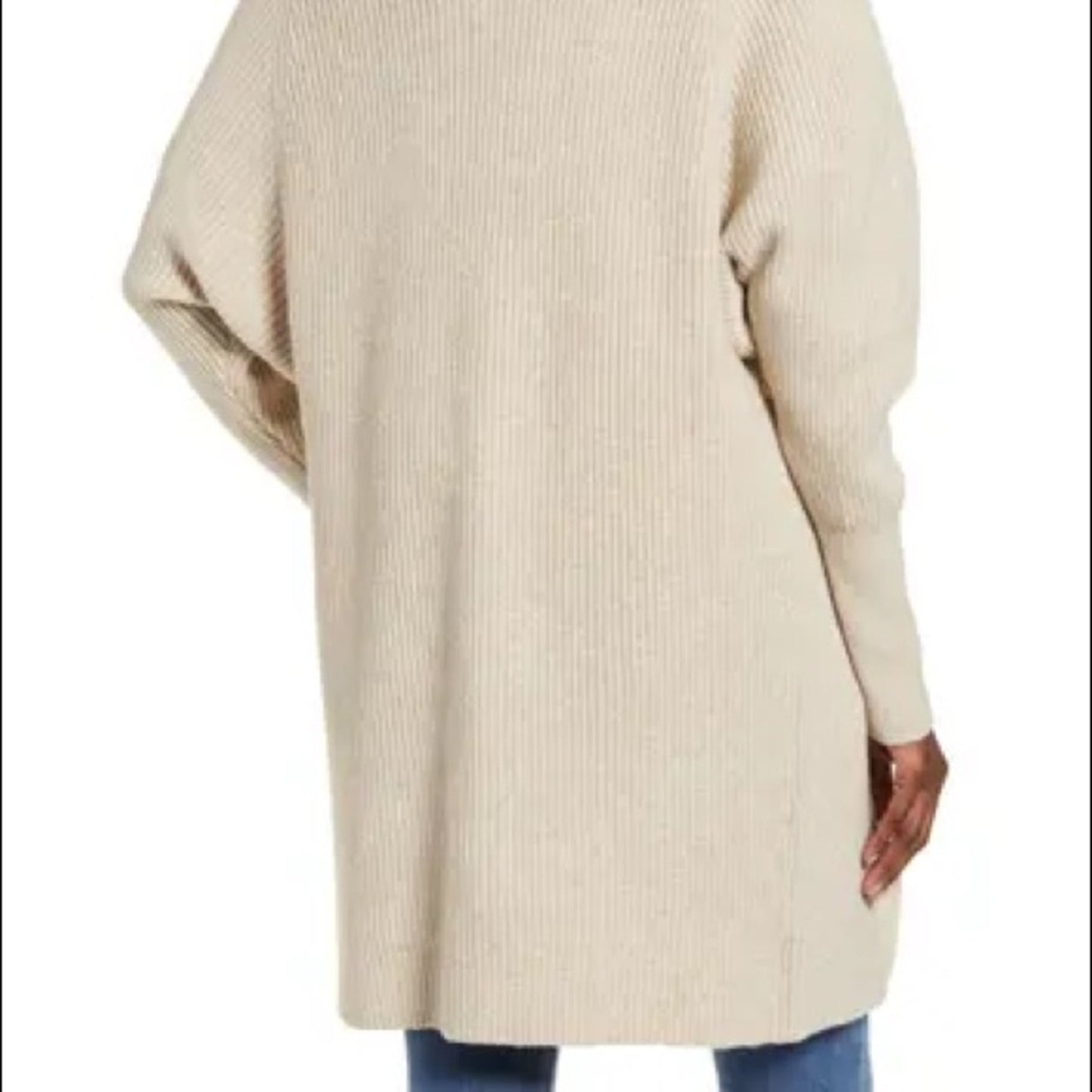 Leith NEW Beige Dolman Sleeve Long Cardigan LARGE Open front cozy