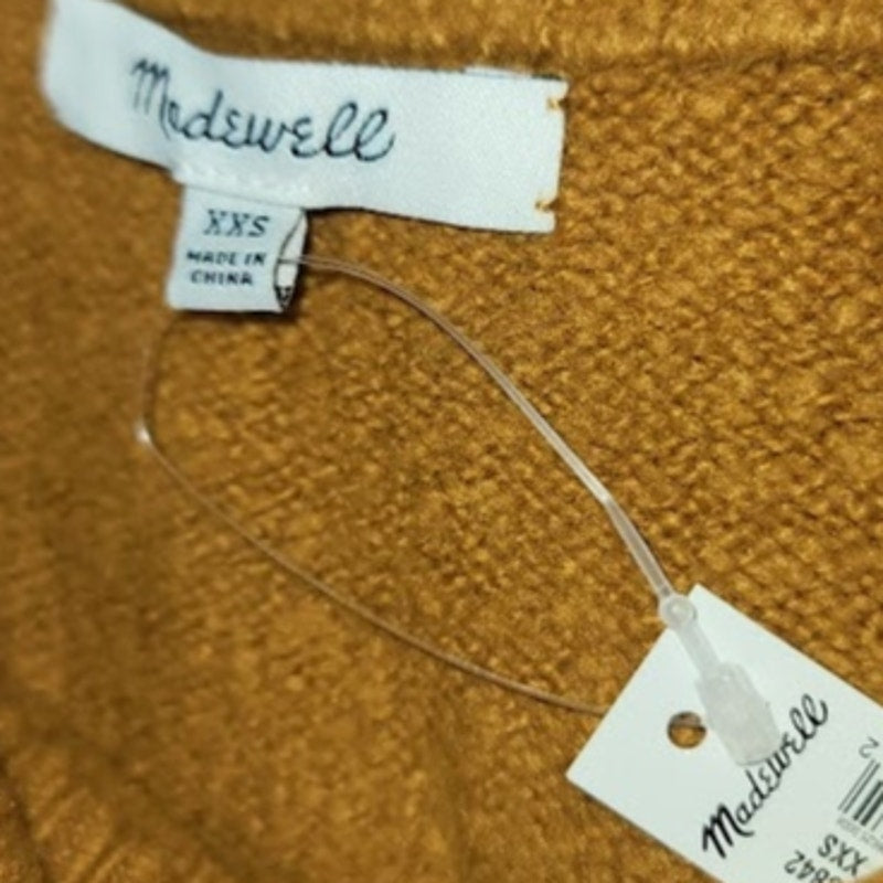 Madewell Mustard Yellow Button-Side Crewneck Sweater NWT Size XXS
