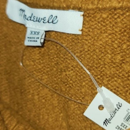 Madewell Mustard Yellow Button-Side Crewneck Sweater NWT Size XXS