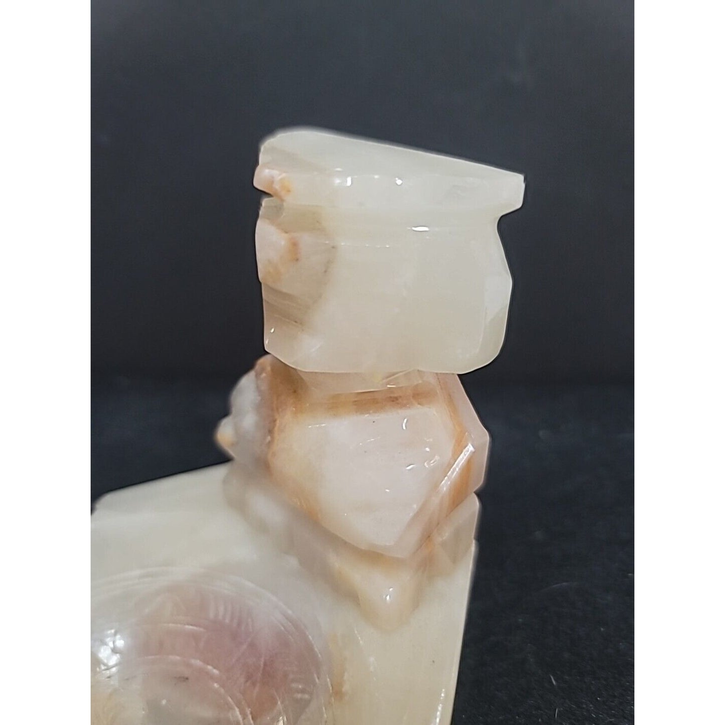 Aztec Mayan Onyx Glyph Ashtray Mexico Art Vintage Trinket Dish Marble Bookend