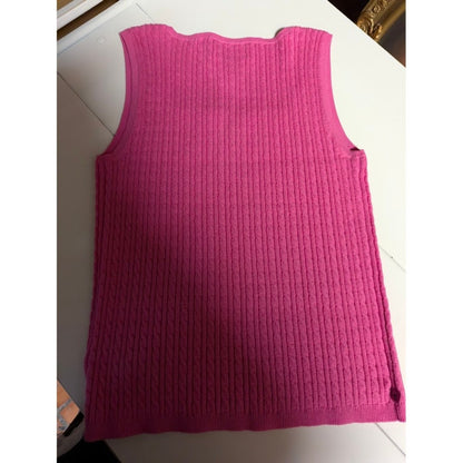 LRL Lauren Ralph Lauren Size Small Petite Ribbed Sweater Pink Sleeveless square