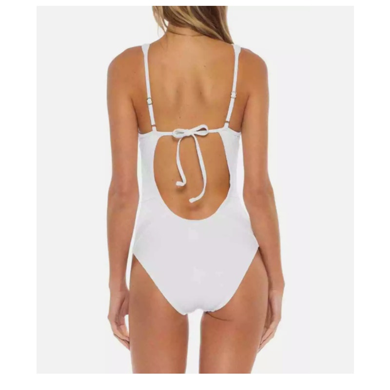 BECCA by Rebecca Virtue Loreto One-Piece Swimsuit White Size small  VNeck Plunge