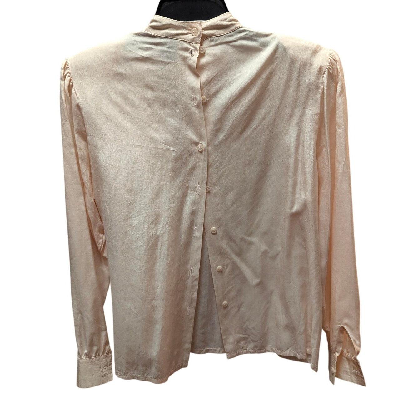Carry Back Vintage Peach Silk Lace Yoke Victorian Button Back Blouse Coquette