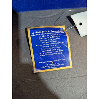 Elegant Traditional Dillard's Blue Crystal Star of David Menorah