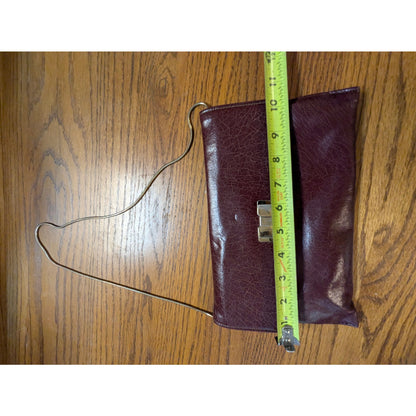 Vintage Burgundy Crinkled Leather Convertible Chain Clutch Shoulder Bag