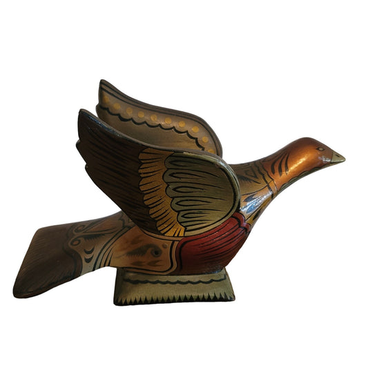 Vintage Folkart bird wood metallic multicolor Approx. 10"