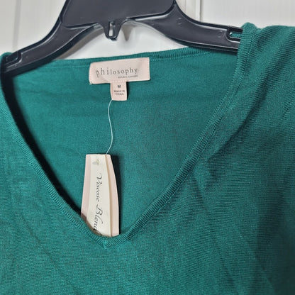 Philosophy Size Medium Knit VNeck Sweater Blouse top elastic cuff waist