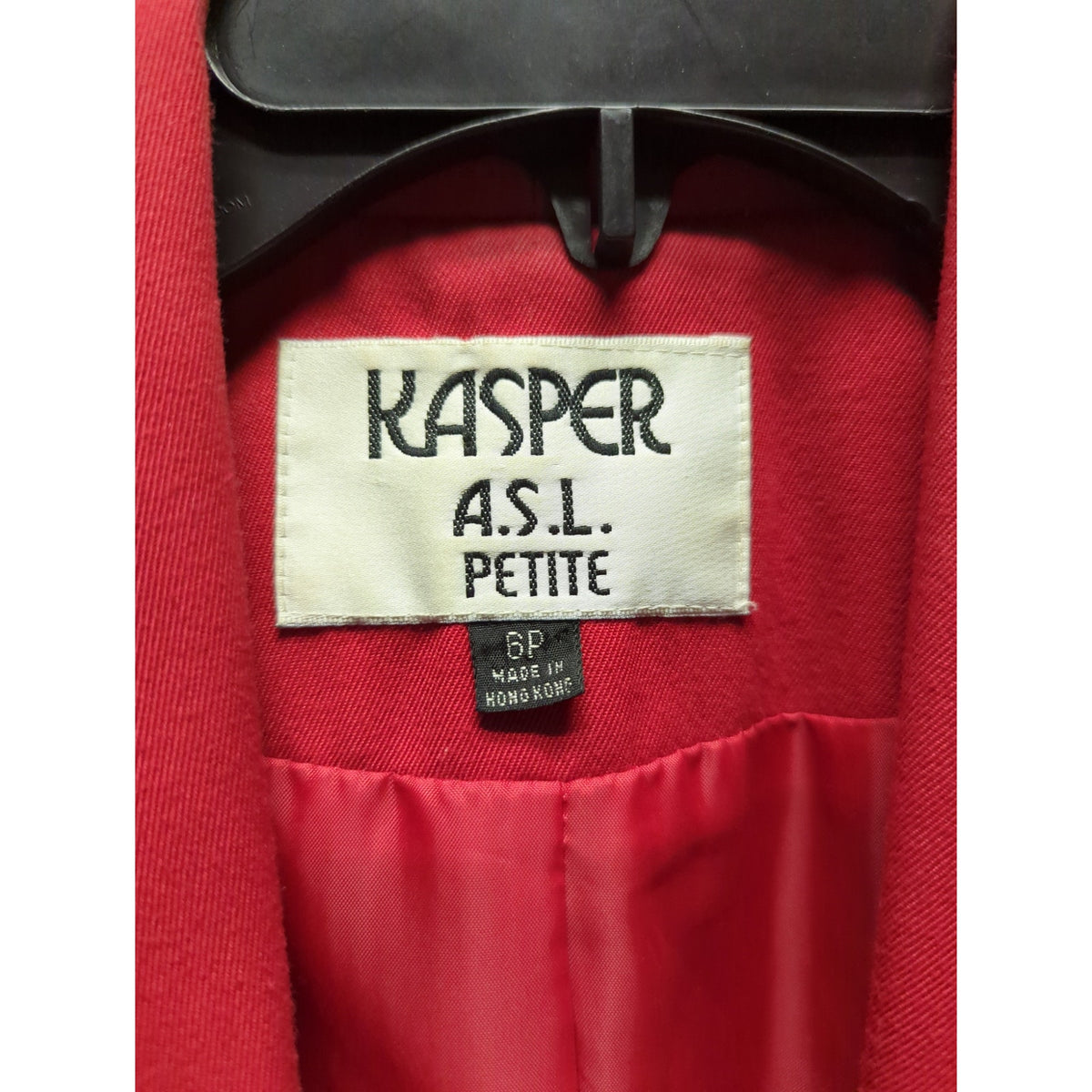 Vintage Kasper Red Double Breasted Star Button Blazer Jacket Power Suit Size 6P