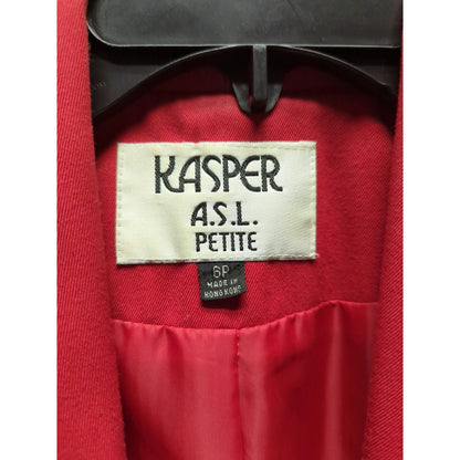 Vintage Kasper Red Double Breasted Star Button Blazer Jacket Power Suit Size 6P