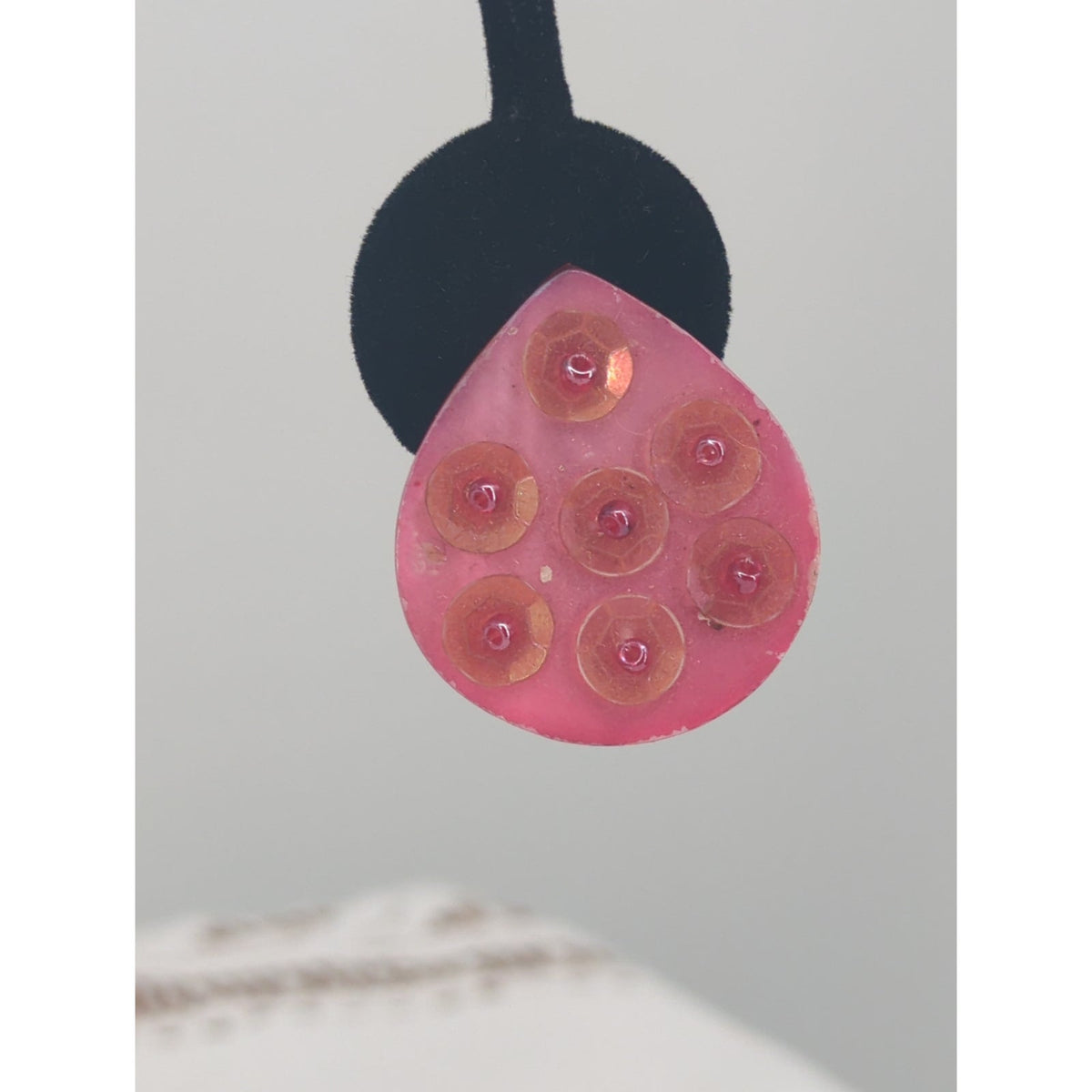 Vintage Pink Teardrop Clip-On Earrings Retro Studded Textured Pop Jewelry
