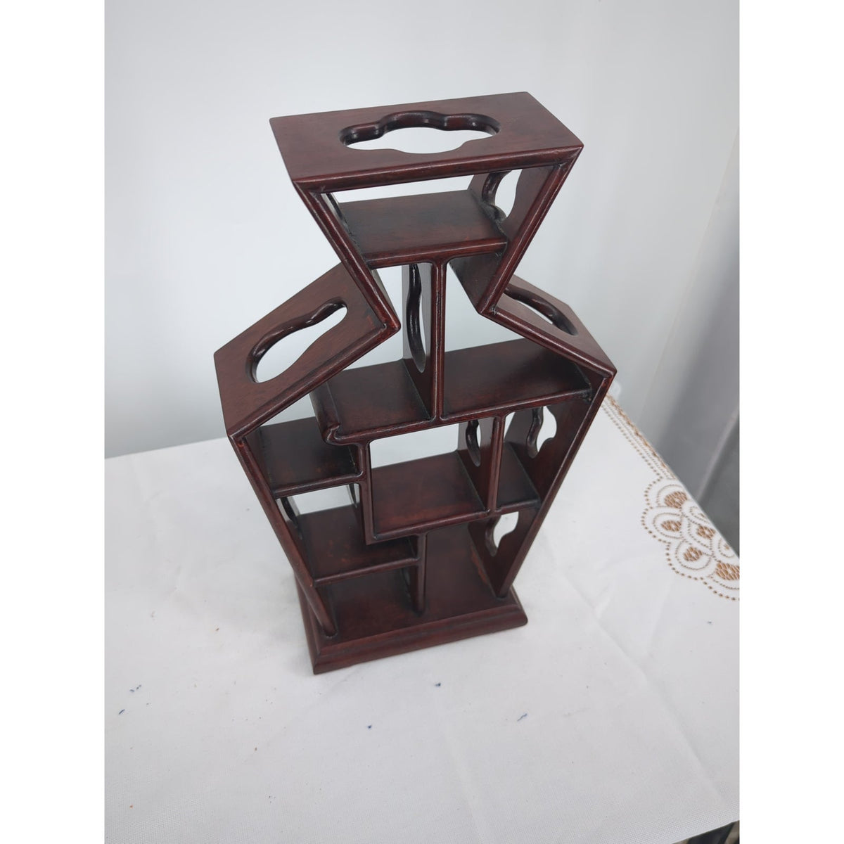 Vintage Asian Rosewood Duobaoge Wall Shelf Curio Display Cabinet