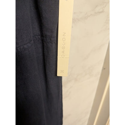 NEW Caslon Linen Joggers Pockets Navy Blue drawstring waist ankle cuff Medium