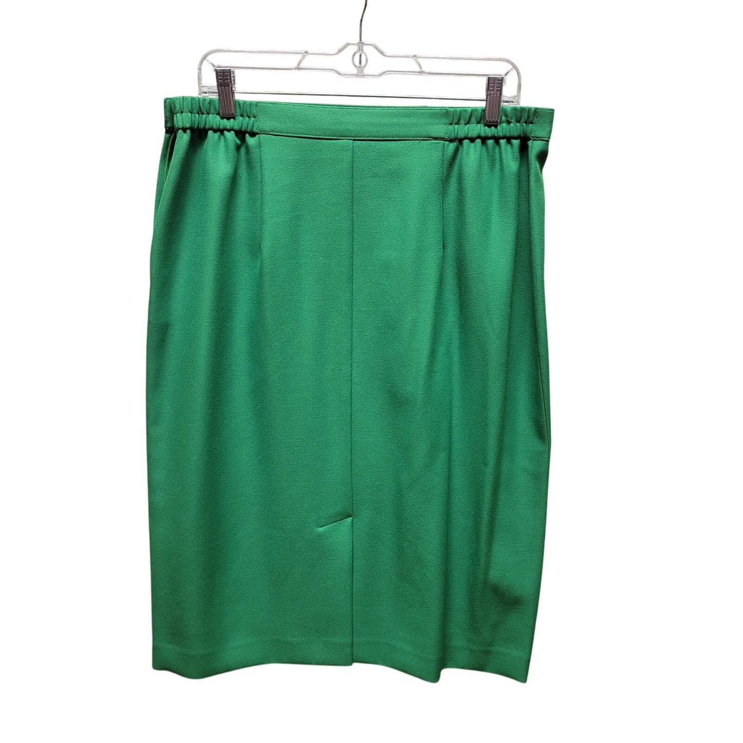 Vintage Leslie fay skirt green side zip button 1980s Knee Length Size 16 wiggle