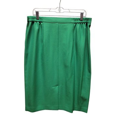 Vintage Leslie fay skirt green side zip button 1980s Knee Length Size 16 wiggle