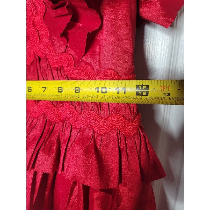 NEW Flamenco Tango Red Multi Tiered Dress SMALL cocktail ayered Fiesta Formal