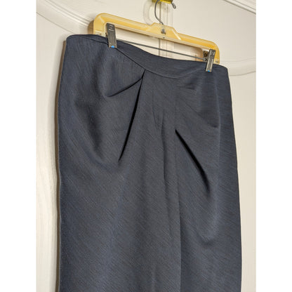 Paule Ka Pencil Wiggle Career Blue skirt Size 10 US FR 42 Wool Ruched Front NICE