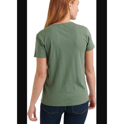 Lucky Brand Short Sleeve Scoop Neck Pointelle Tee Green Laurel Wreath LARGE