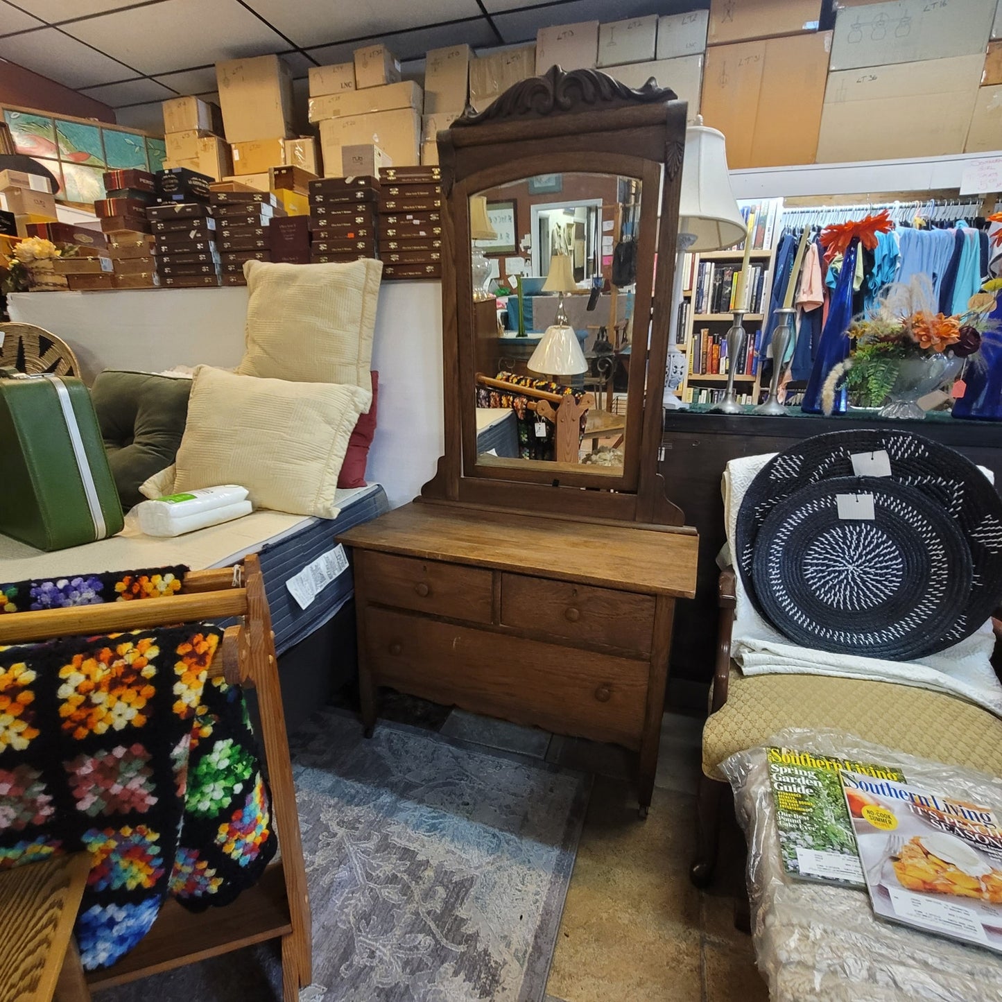 Secondhand Sandies: Antique 3 drawer dress with attached tilting mirror