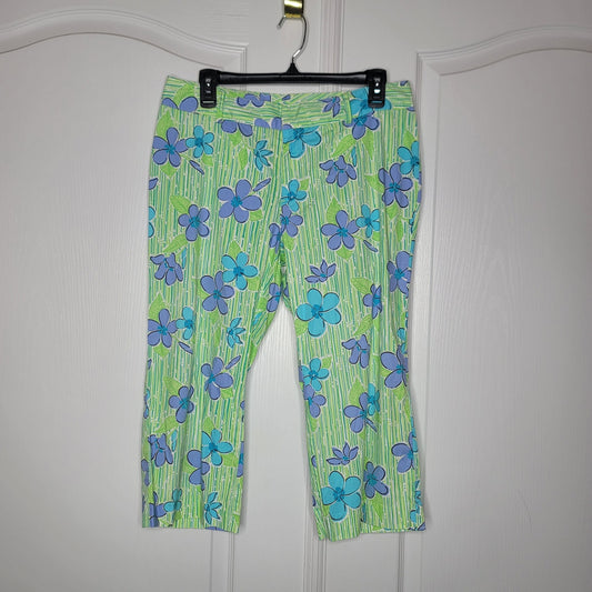 Lilly Pulitzer Floral Vintage white label Capri Size 8 Peddle Pusher Summer
