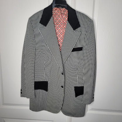 Vintage Storrs Schaefer Cinncinati Houndstooth 70's Poly Rockabilly Blazer 42R