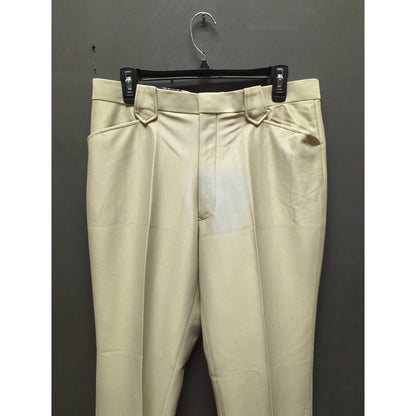Vintage Saxifom USA Western Dress Pants Beige Polyester Ranch Cowboy 34x33