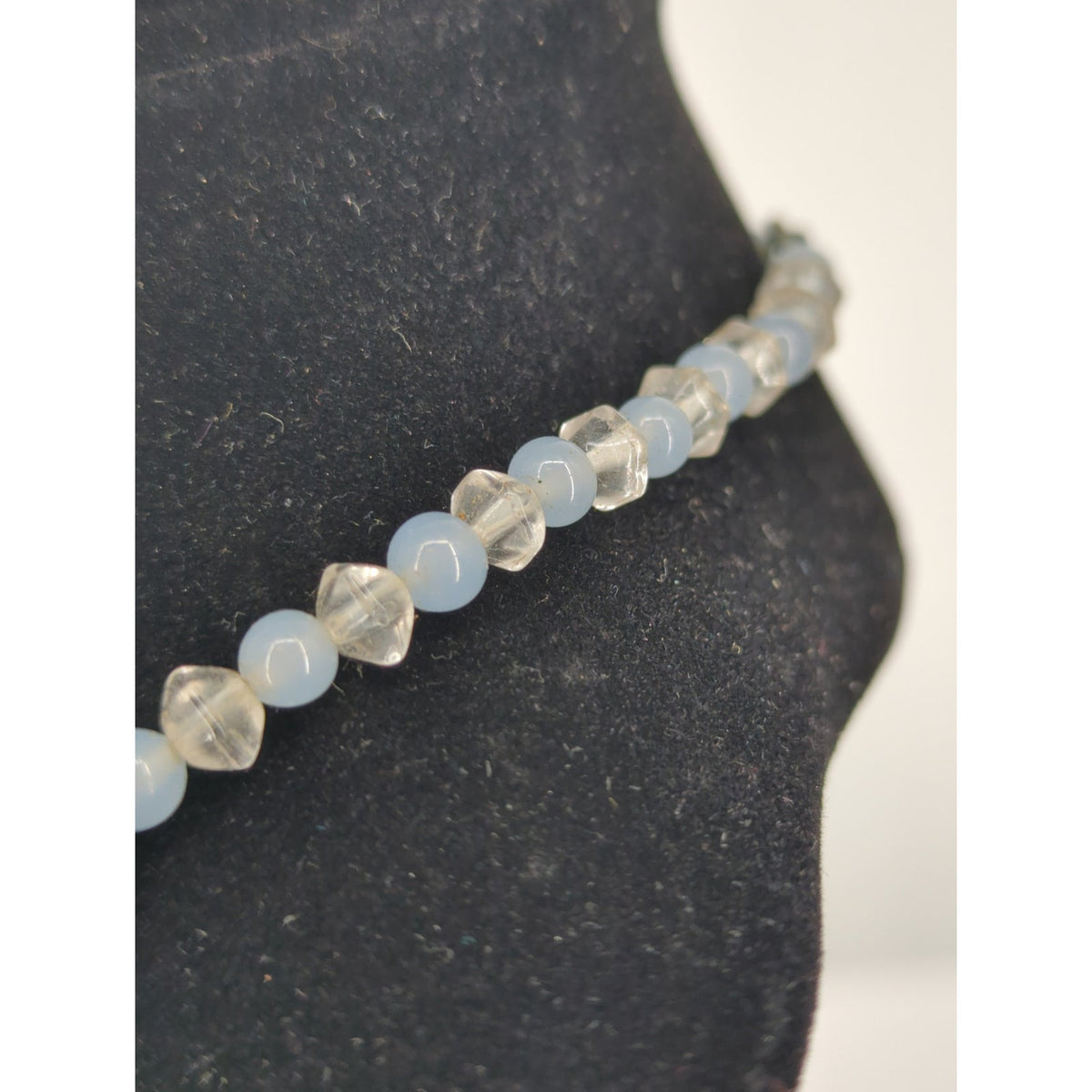 Vintage Blue Art Glass Beaded Necklace Statement Boho Damaged Clasp