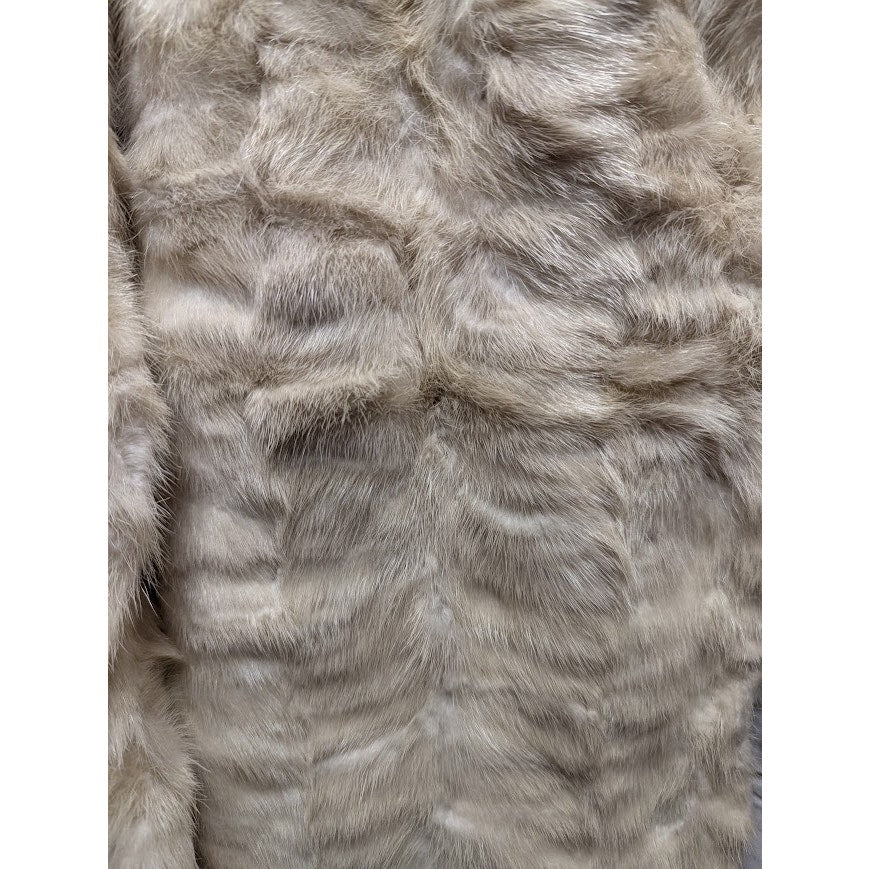 Vintage Winter White Genuine Fur Full-Length Maxi Coat Satin Lined Glamour