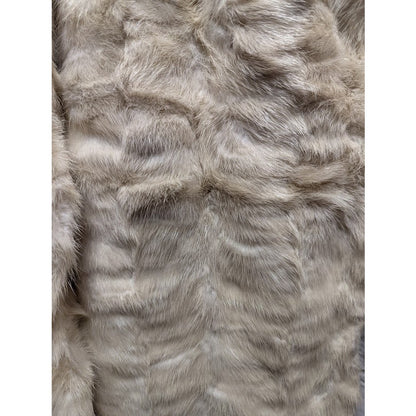 Vintage Winter White Genuine Fur Full-Length Maxi Coat Satin Lined Glamour